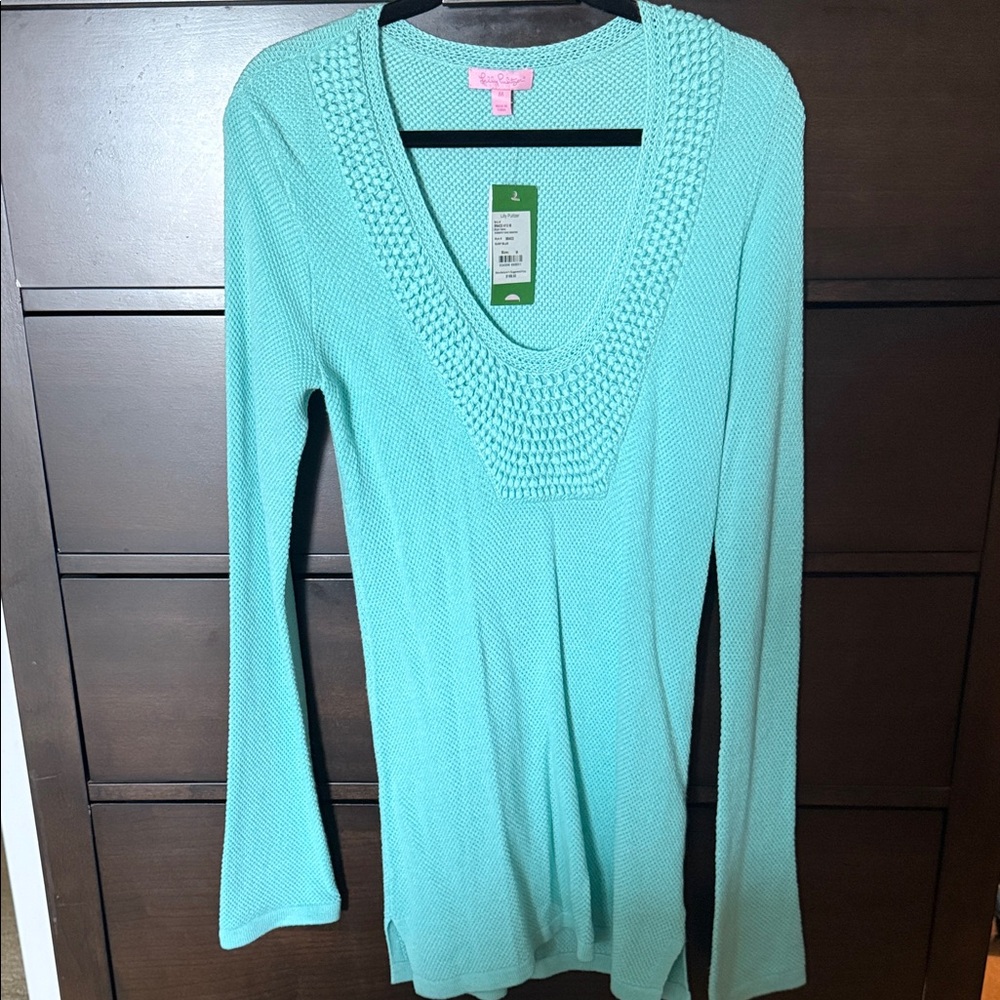 Lilly Pulitzer Robert’s Tunic Sweater-Surf Blue Sz M